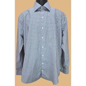 Peter Millar Mens Blue Check Shirt Large
